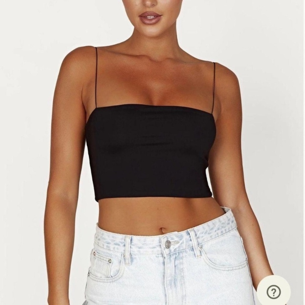Meshki thin strap yvonne crop top black